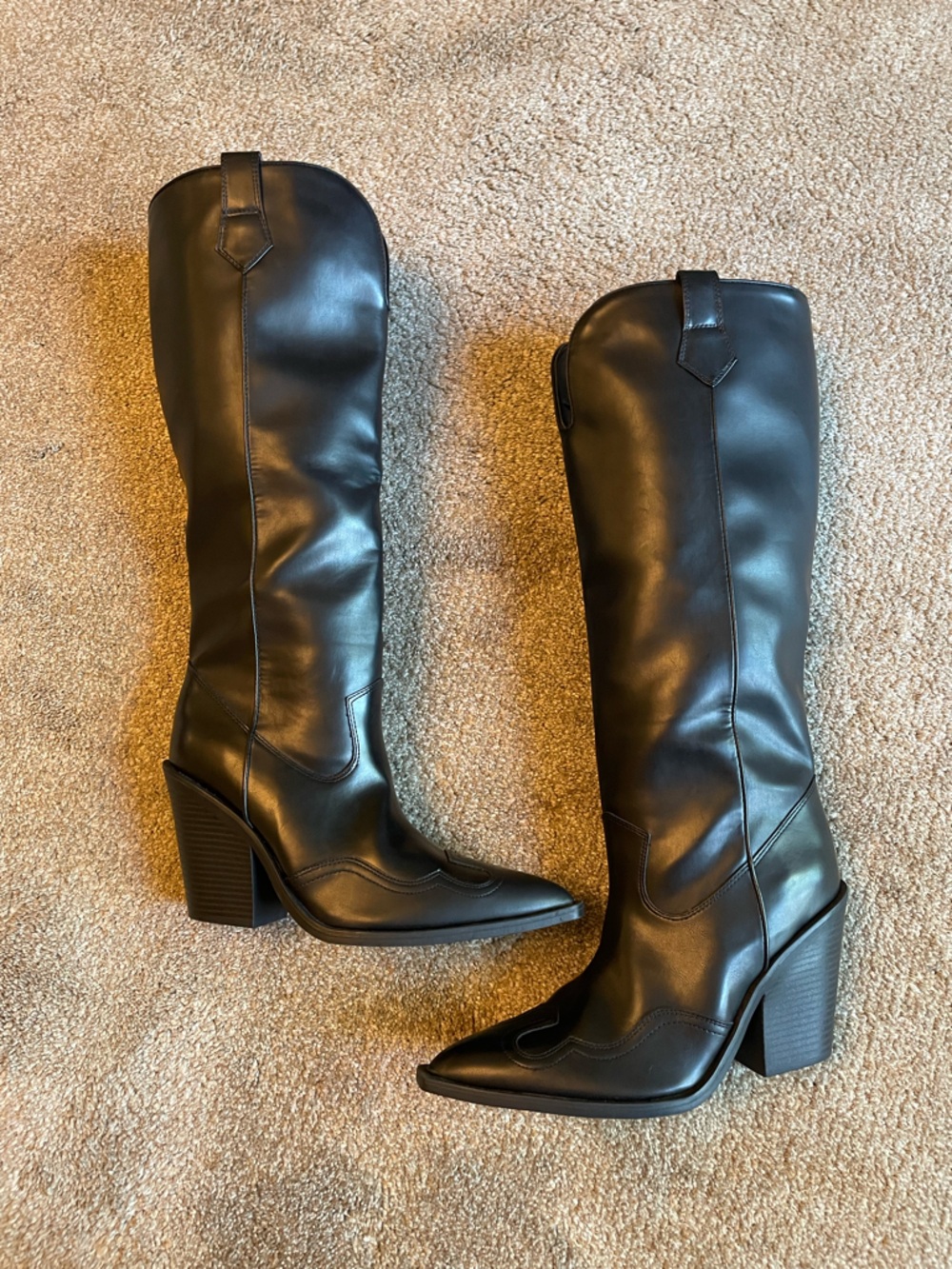 Women's Abound Black Knee-High Western Block Heel Boot Size 11M